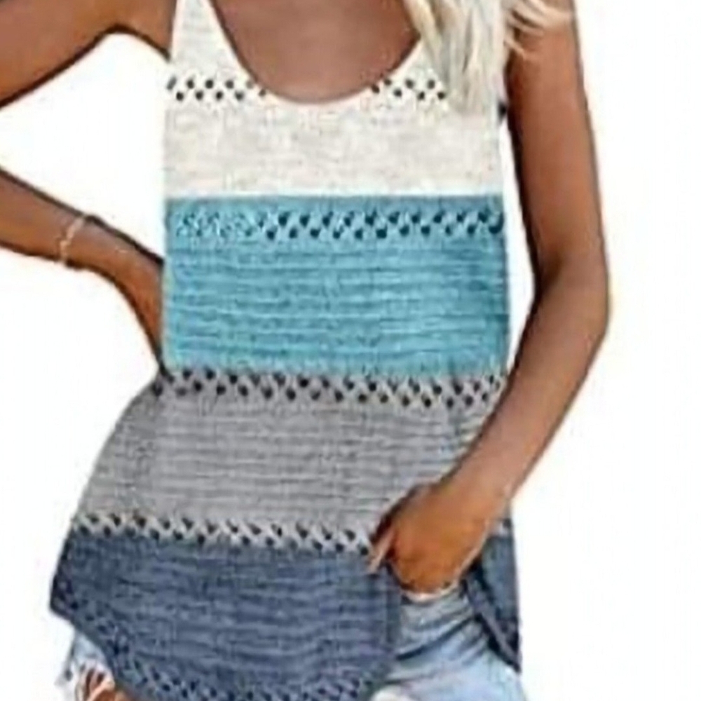 Soft Knit tank top Sky Blue, Cream, Gray, Dark Blue Large NWOT